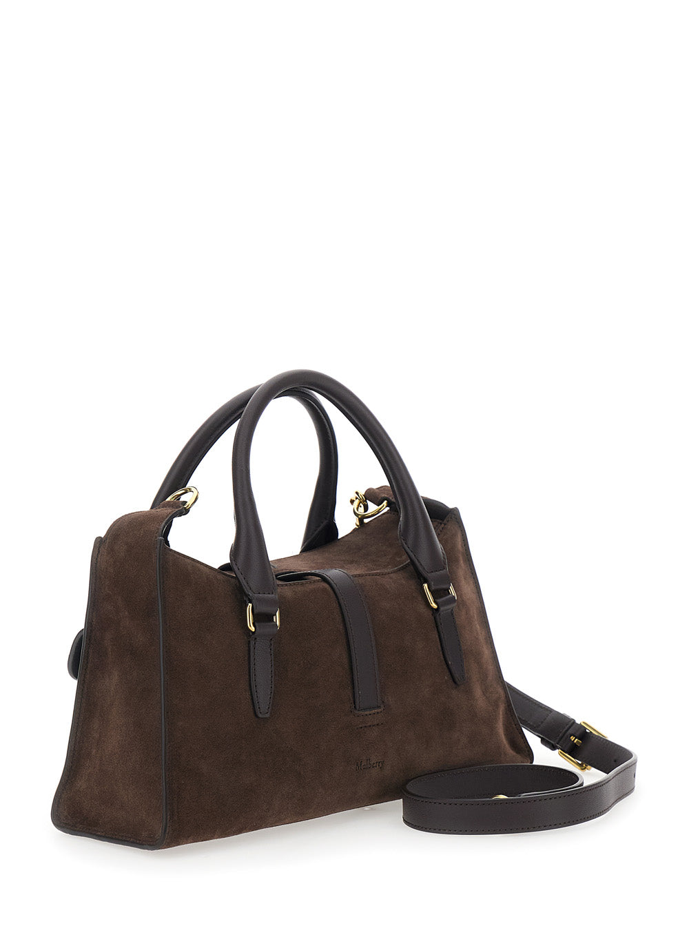 Mulberry Women 'Roxanne' Brown Small Handbag With Adjustable And Removable Shoulder Strap And Two Front Pockets In Suede Woman
