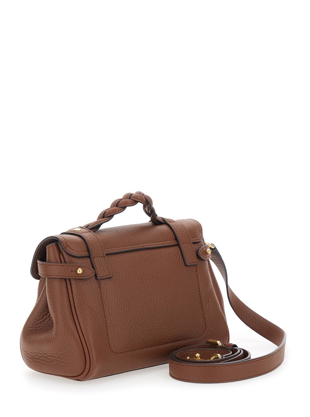 Mulberry Women 'Alexa Mini' Brown Handbag With Twist Lock In Hammered Leather Woman