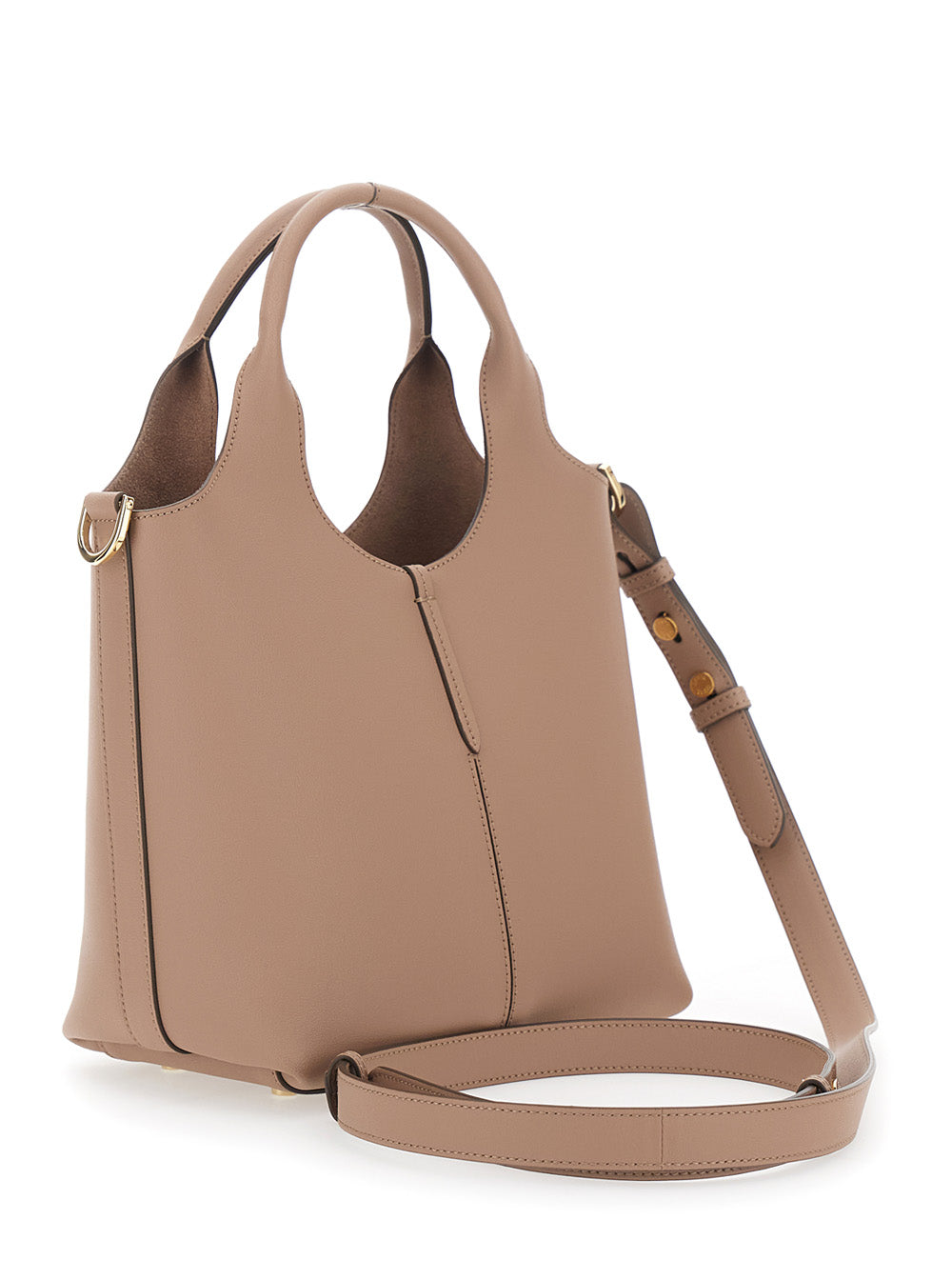 Tod's Women 'Ebr Mini' Beige Shoulder Bag With Logo Metal Plate In Leather Woman