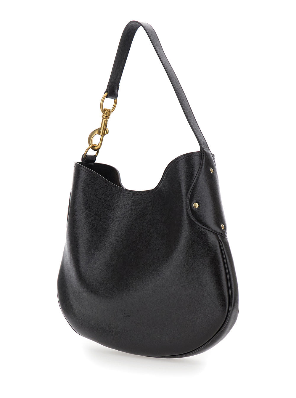 Mulberry Women 'Hackney' Black Shoulder Bag With Shoulder Strap With Snap Hook In Leather Woman