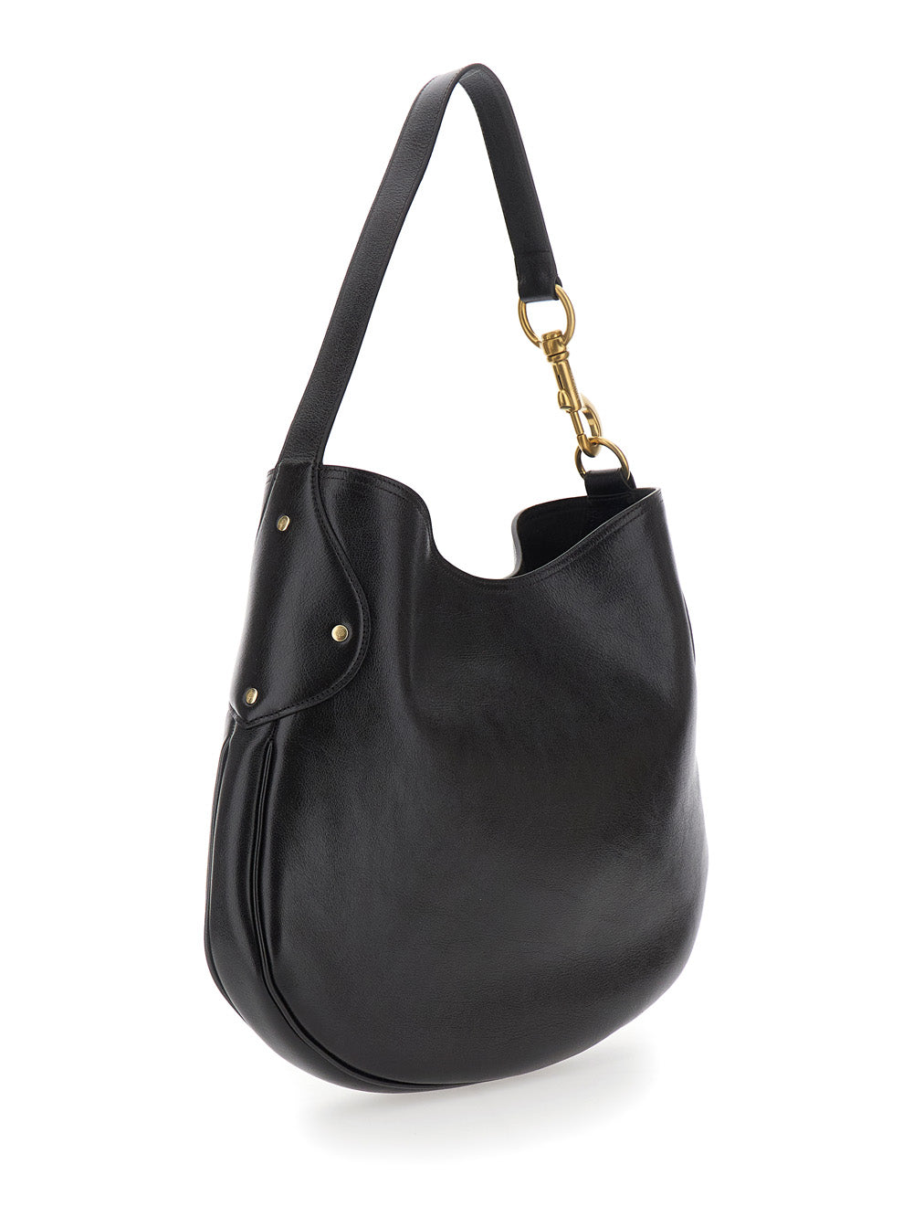 Mulberry Women 'Hackney' Black Shoulder Bag With Shoulder Strap With Snap Hook In Leather Woman