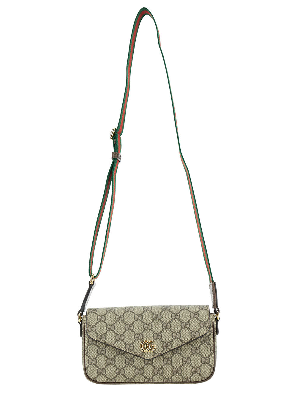 Gucci Women 'Ophidia' Mini Beige And Ebony Crossbody Bag With Double G In Gg Supreme Canvas Woman