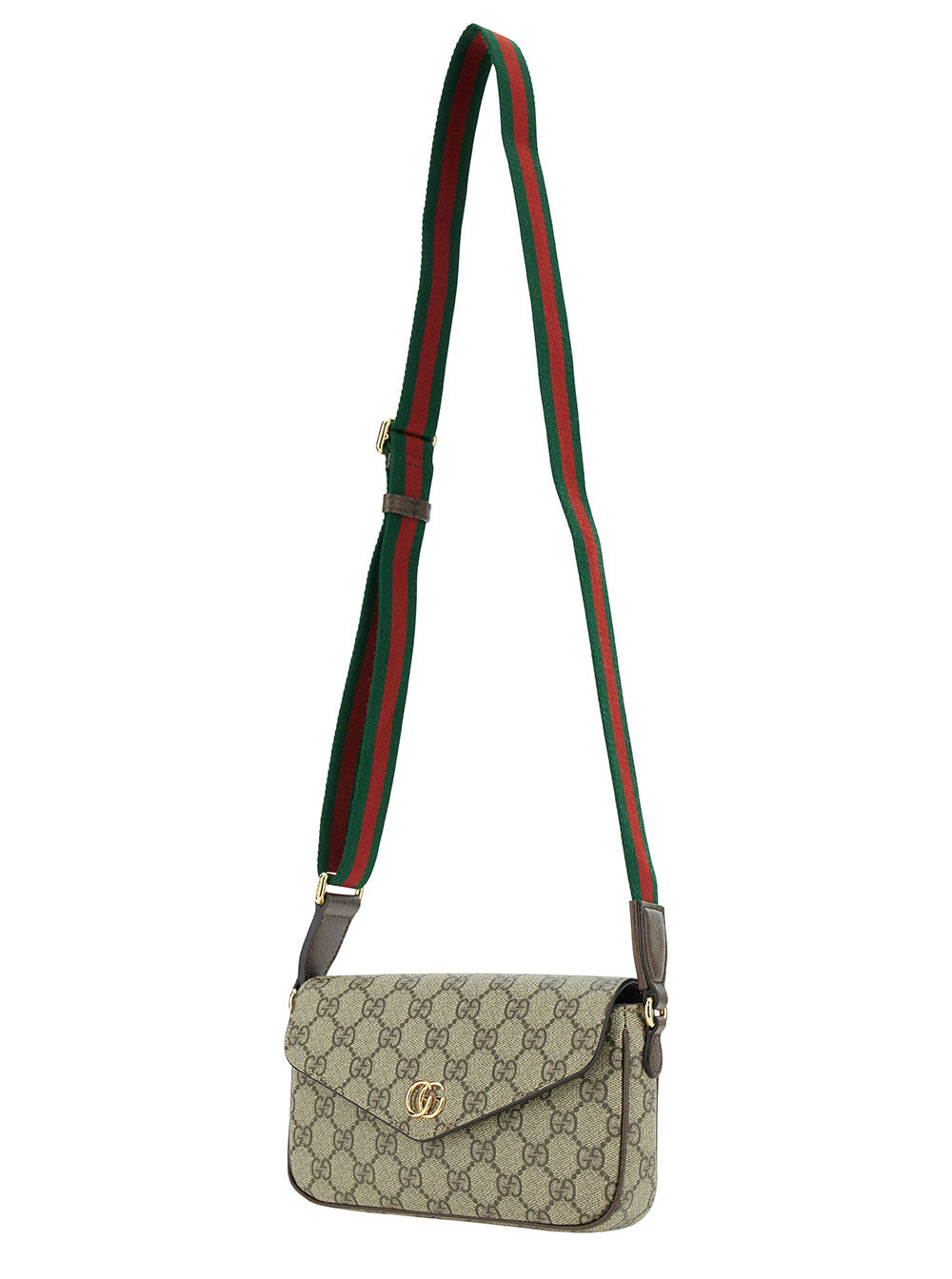 Gucci Women 'Ophidia' Mini Beige And Ebony Crossbody Bag With Double G In Gg Supreme Canvas Woman