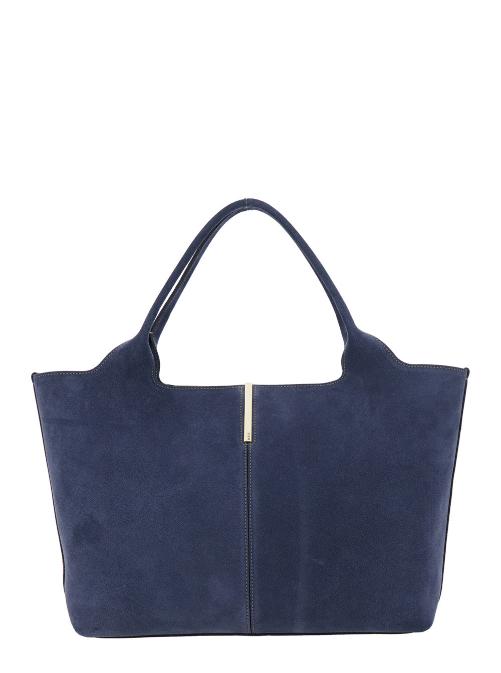 Tod's Women 'Ebr' Blue Tote Bag With Logo Plaque On The Front And Contrasting Stitching In Suede Woman