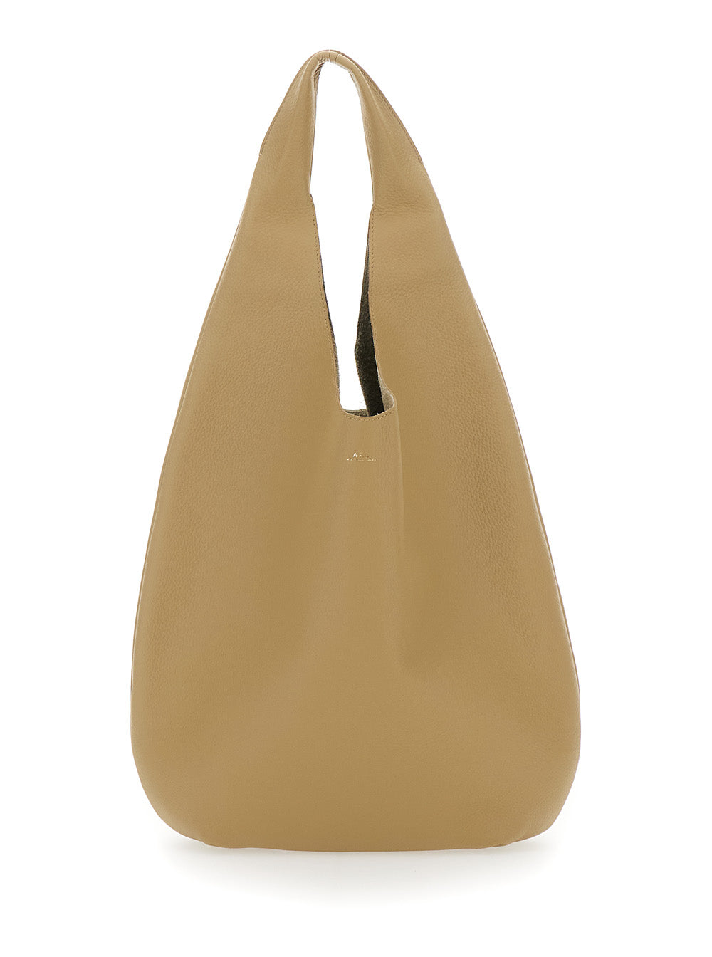 A.P.C. Women 'Le Neige' Beige Shoulder Bag With Embossed Logo On The Front In Hammered Leather Woman