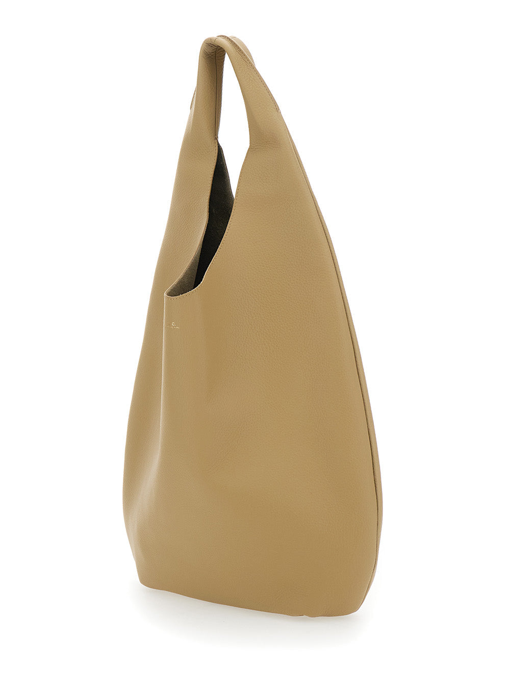 A.P.C. Women 'Le Neige' Beige Shoulder Bag With Embossed Logo On The Front In Hammered Leather Woman