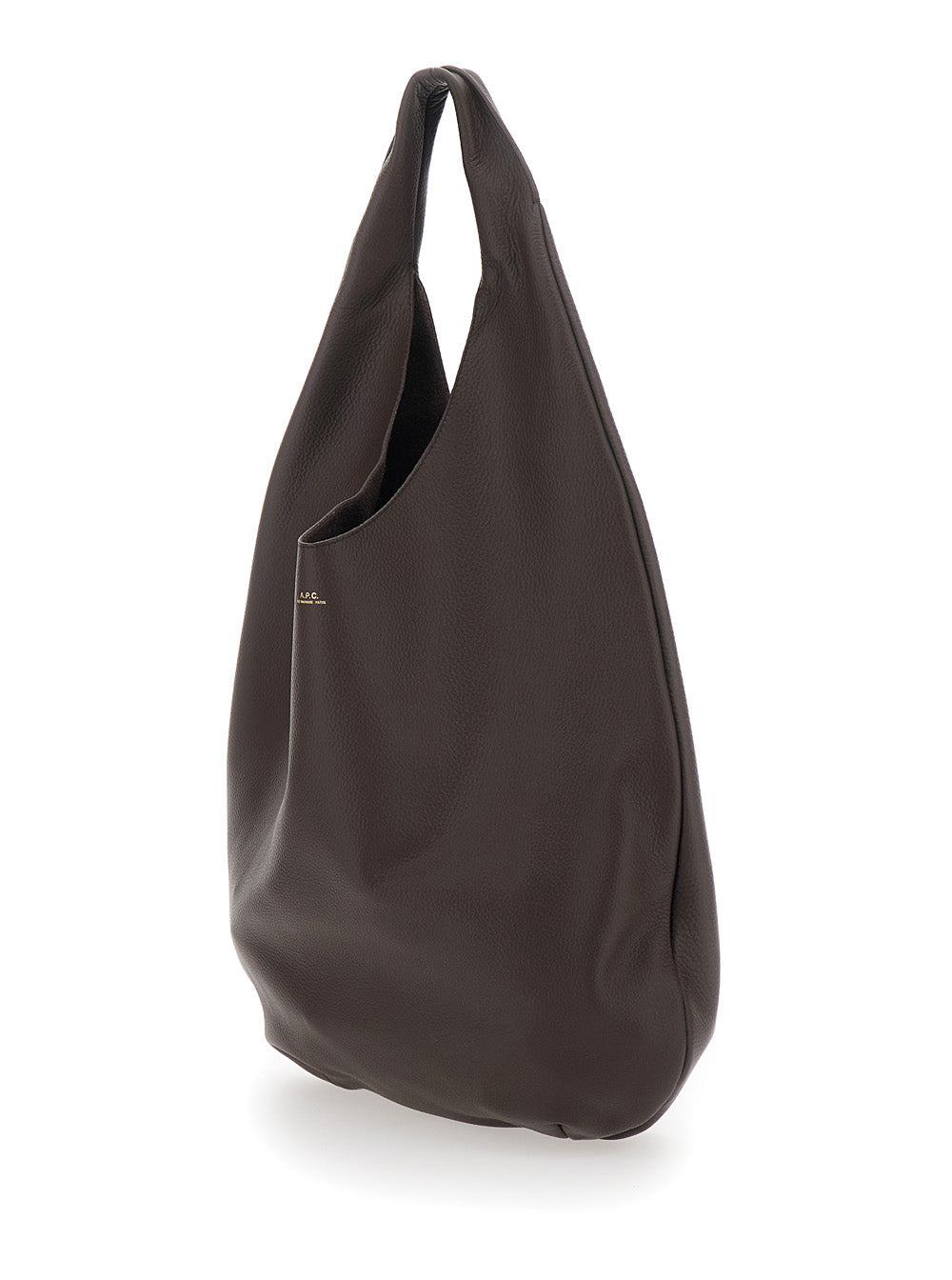 A.P.C. Women 'Le Neige' Brown Shoulder Bag With Embossed Logo On The Front In Hammered Leather Woman