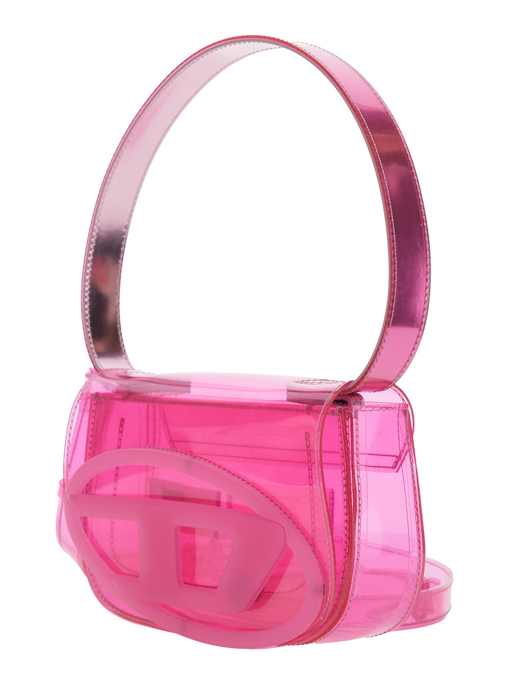 Diesel Women '1Dr' Pink Crossbody Bag With Oval D Patch And Semi-Transparent Design In Fabric Woman