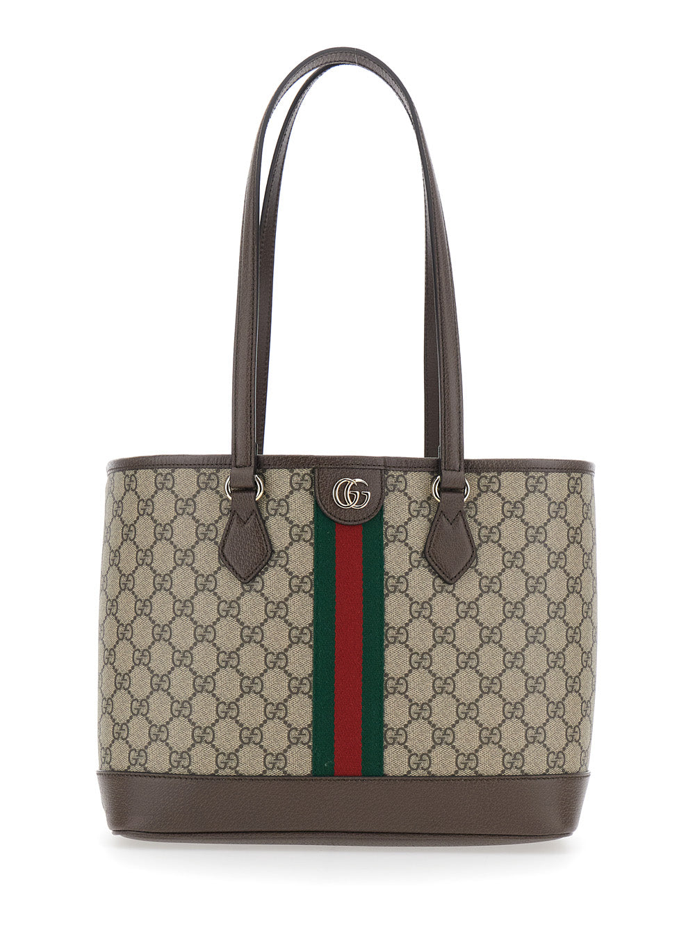 Gucci Women 'Ophidia' Beige Shopper With All-Over Gg Motif And Metallic Logo On The Front In Fabric Woman