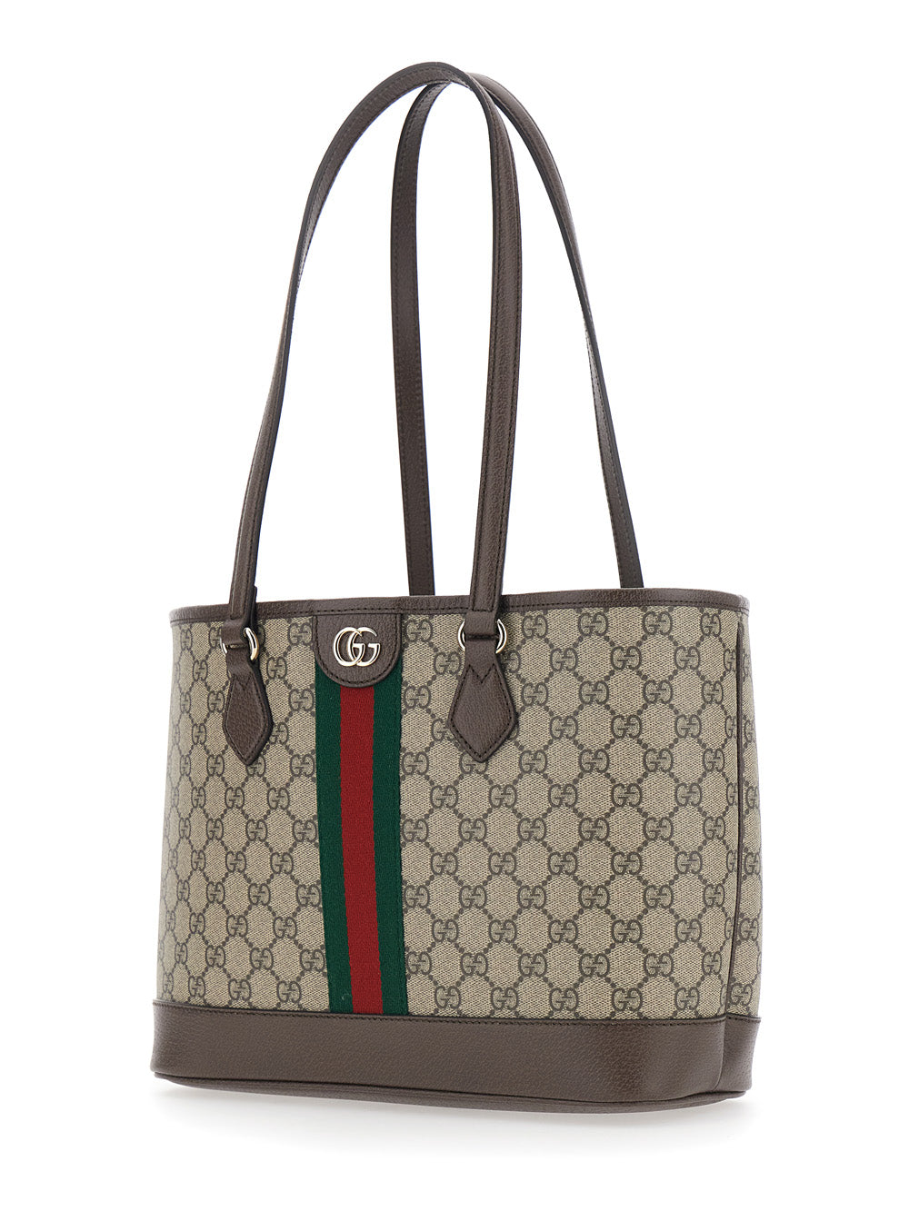 Gucci Women 'Ophidia' Beige Shopper With All-Over Gg Motif And Metallic Logo On The Front In Fabric Woman