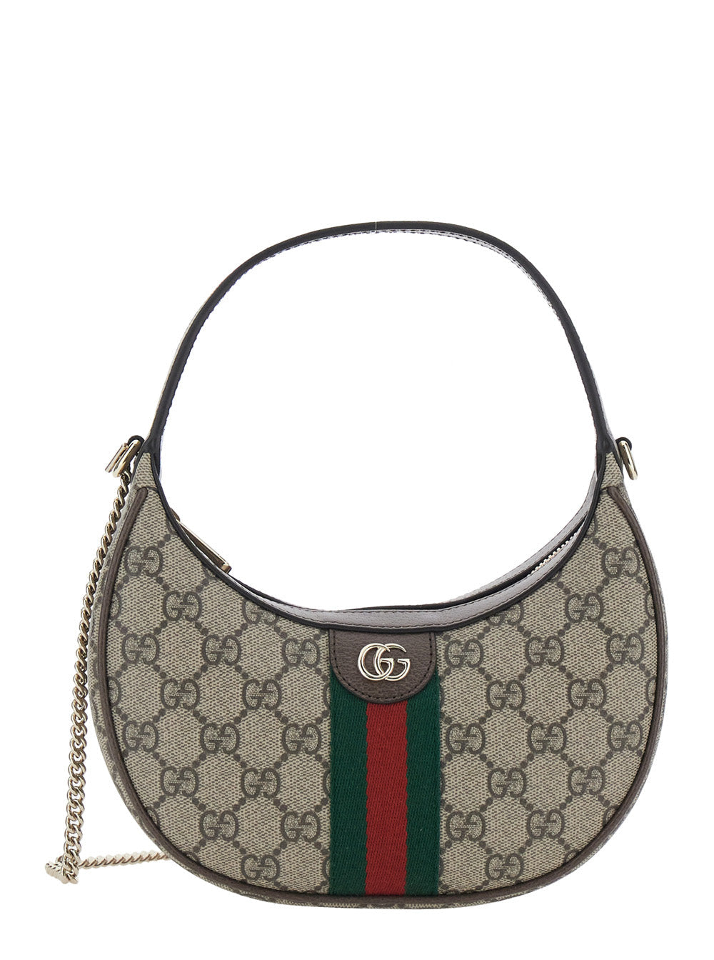 Gucci Women 'Ophidia' Beige Mini Bag With Chain Shoulder Strap And All-Over Gg Motif In Fabric Woman