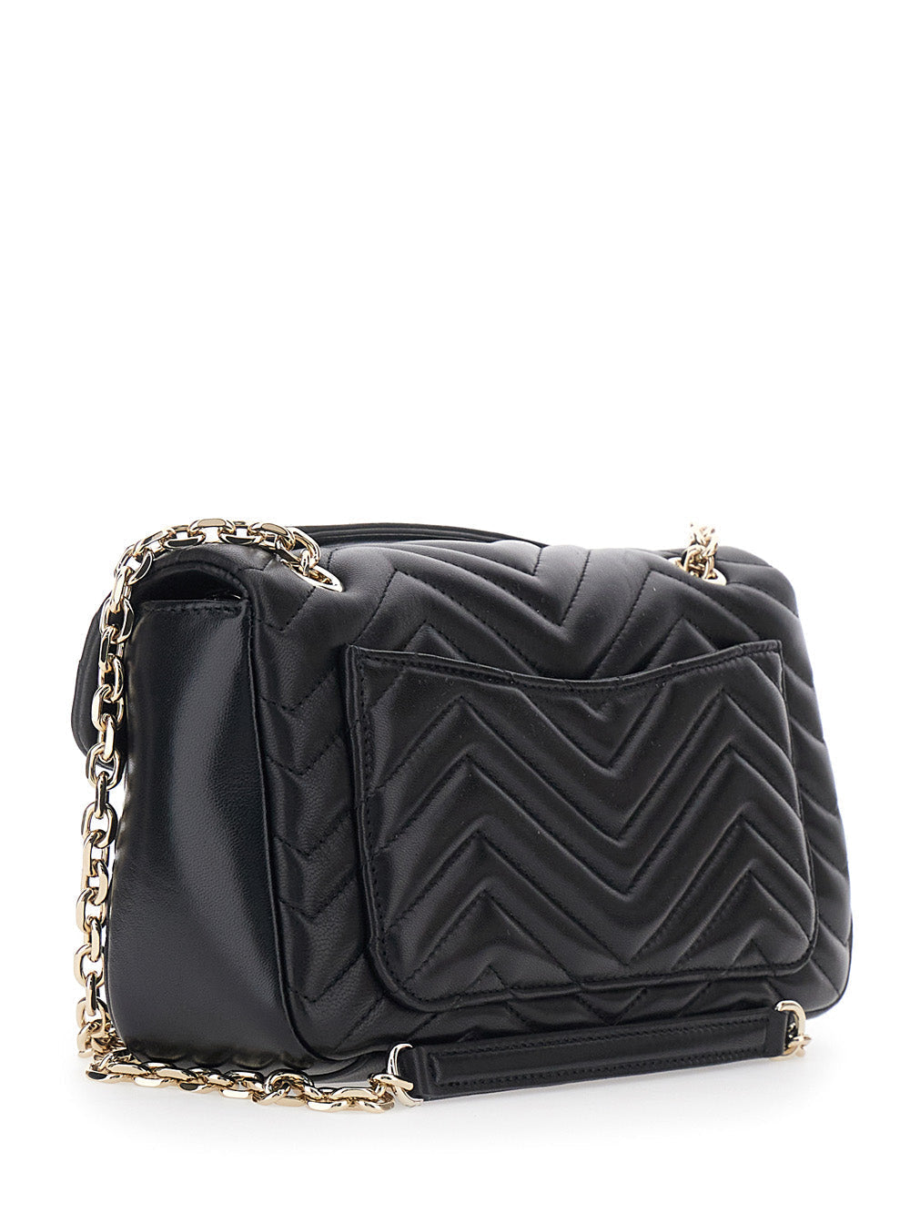 Gucci Women 'Gg Marmont' Black Crossbody Bag With Chain-Link Sliding Shoulder Strap And Gg Plaque On The Front In Leather Woman