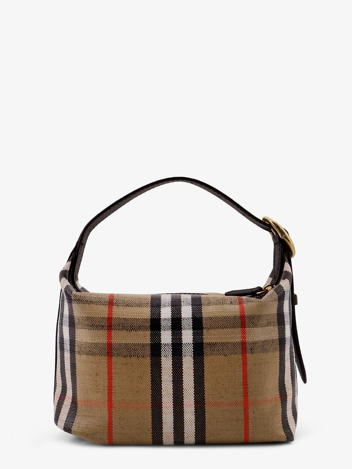 Burberry Women Coated Canvas Handbag With Check Pattern