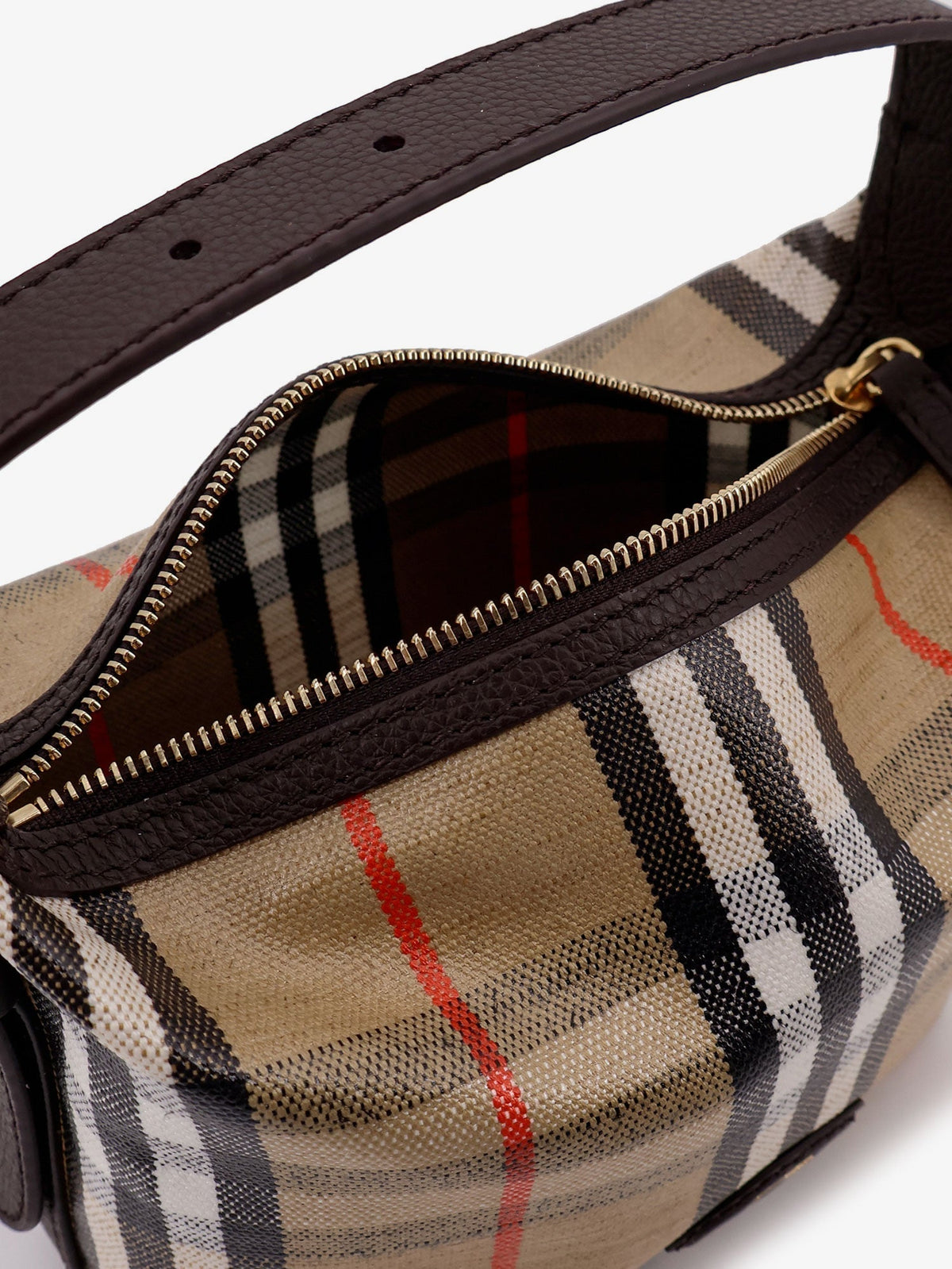 Burberry Women Coated Canvas Handbag With Check Pattern