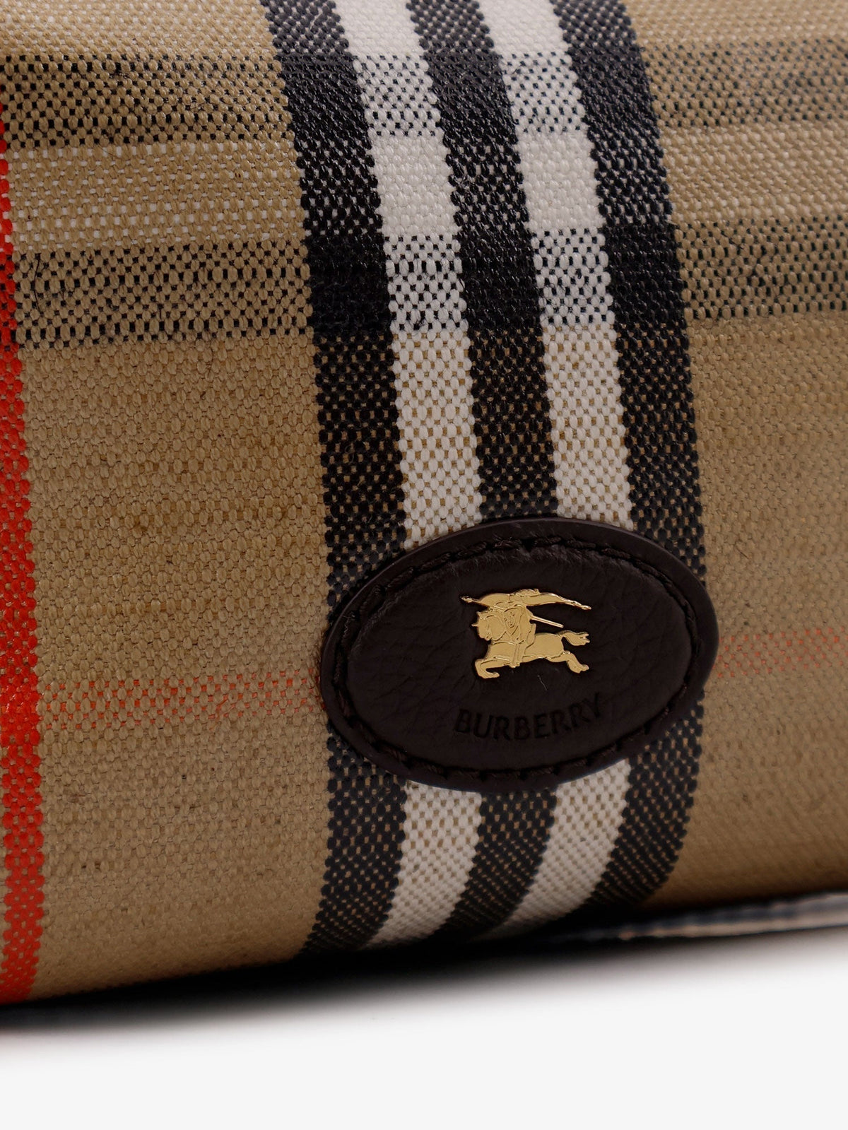 Burberry Women Coated Canvas Handbag With Check Pattern