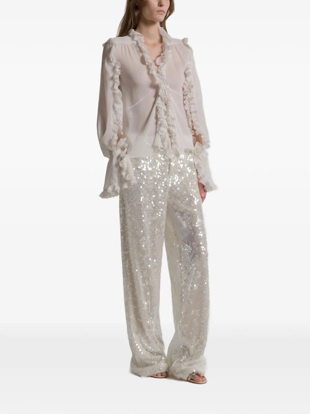 Alberta Ferretti Women Wide Leg Sequins Trousers