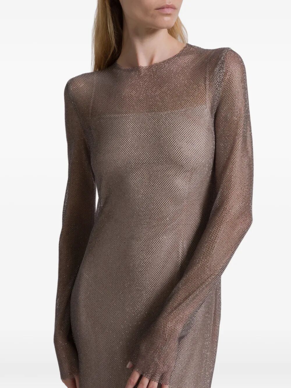 Alberta Ferretti Women Crystals Net Midi Dress