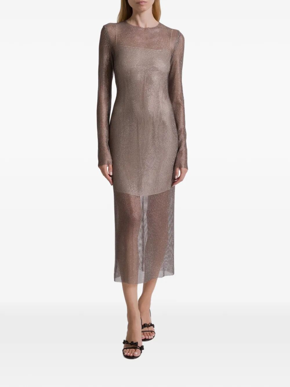 Alberta Ferretti Women Crystals Net Midi Dress
