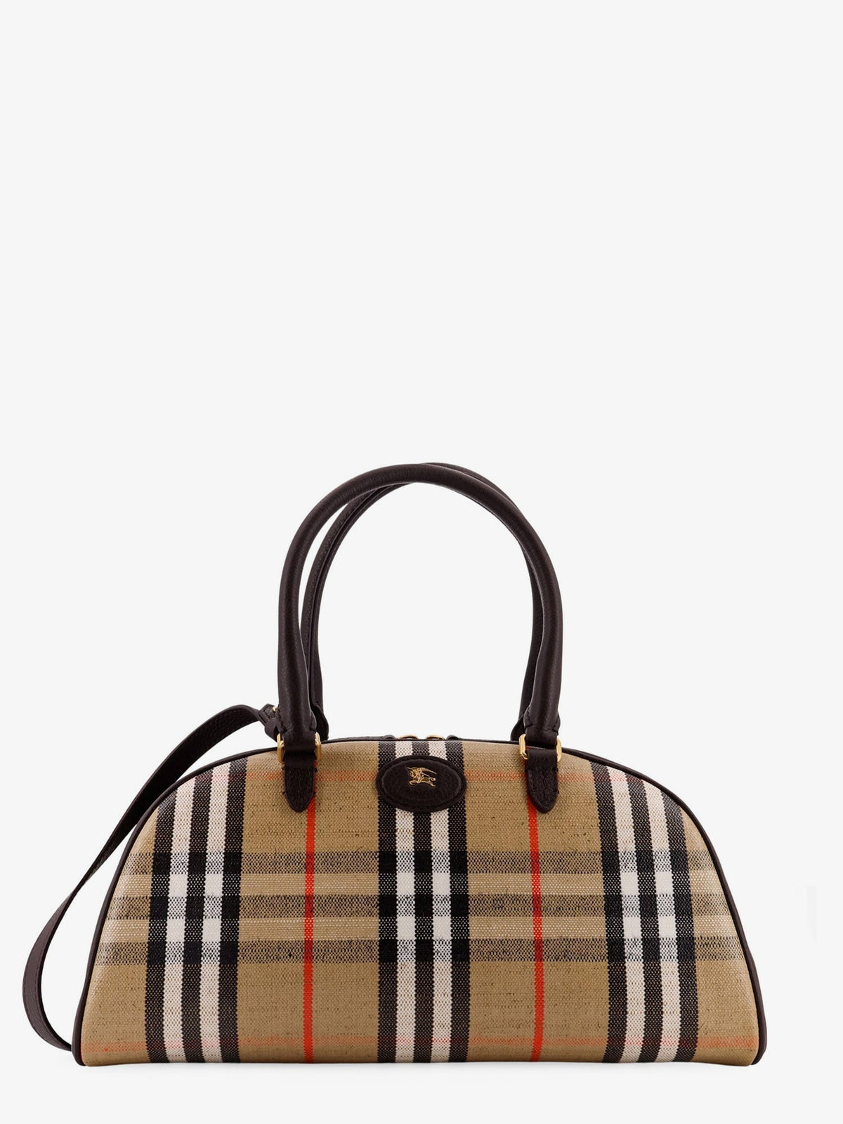 Burberry Women Coated Canvas Crossbody Bag With Check Pattern