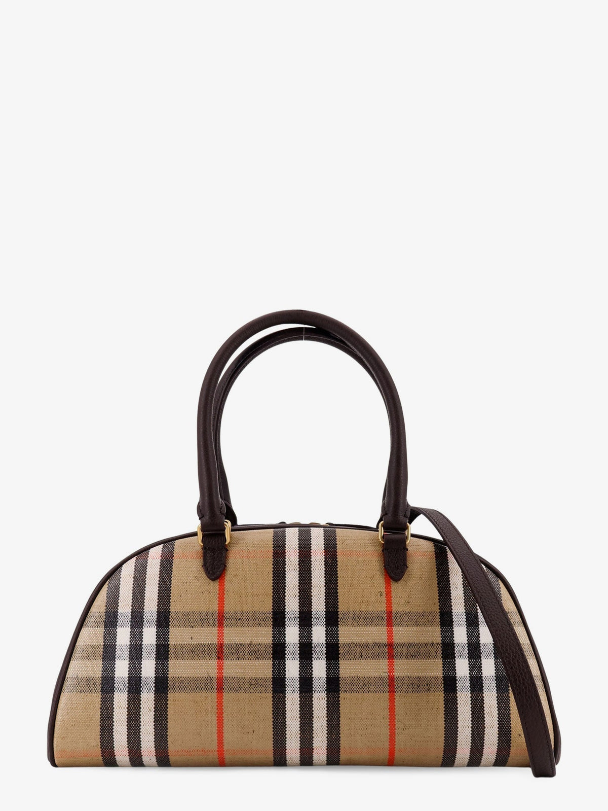 Burberry Women Coated Canvas Crossbody Bag With Check Pattern