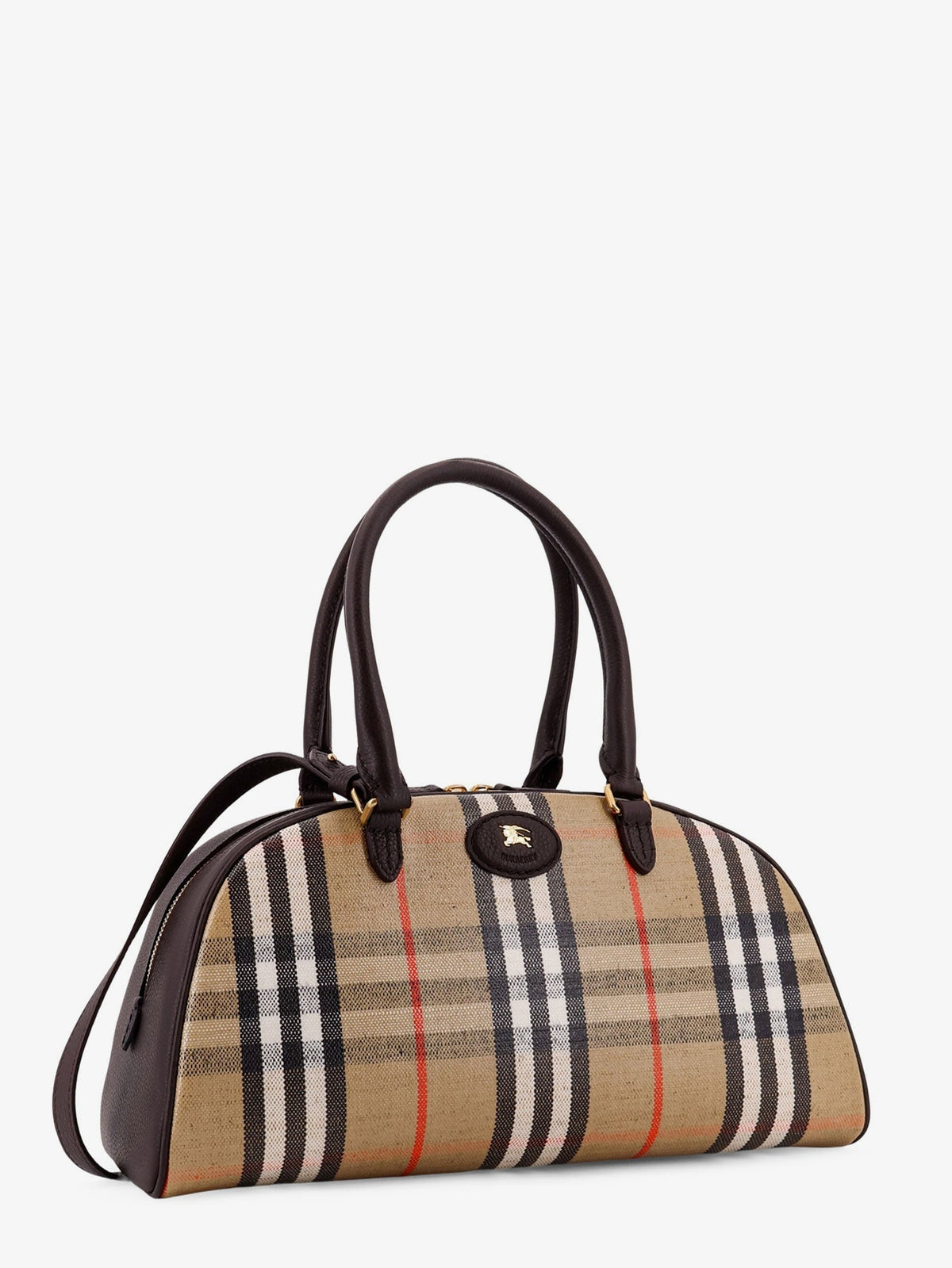 Burberry Women Coated Canvas Crossbody Bag With Check Pattern