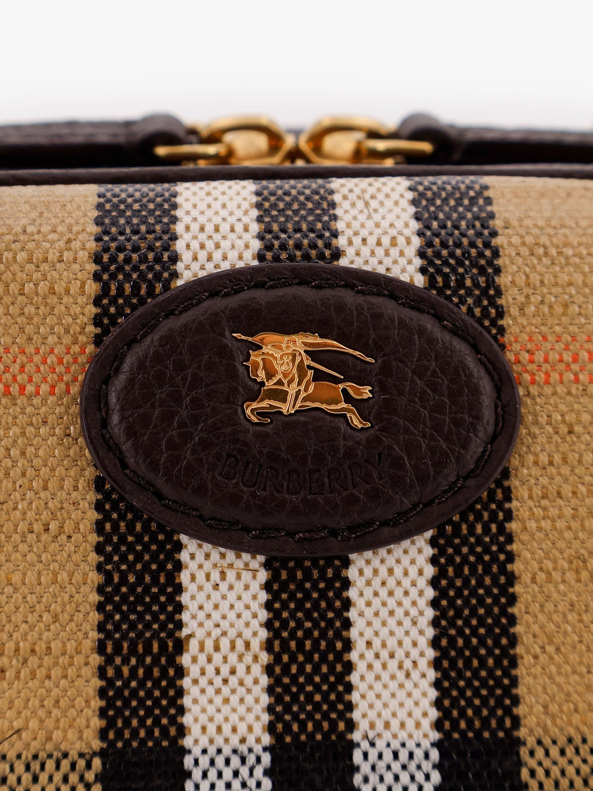 Burberry Women Coated Canvas Crossbody Bag With Check Pattern