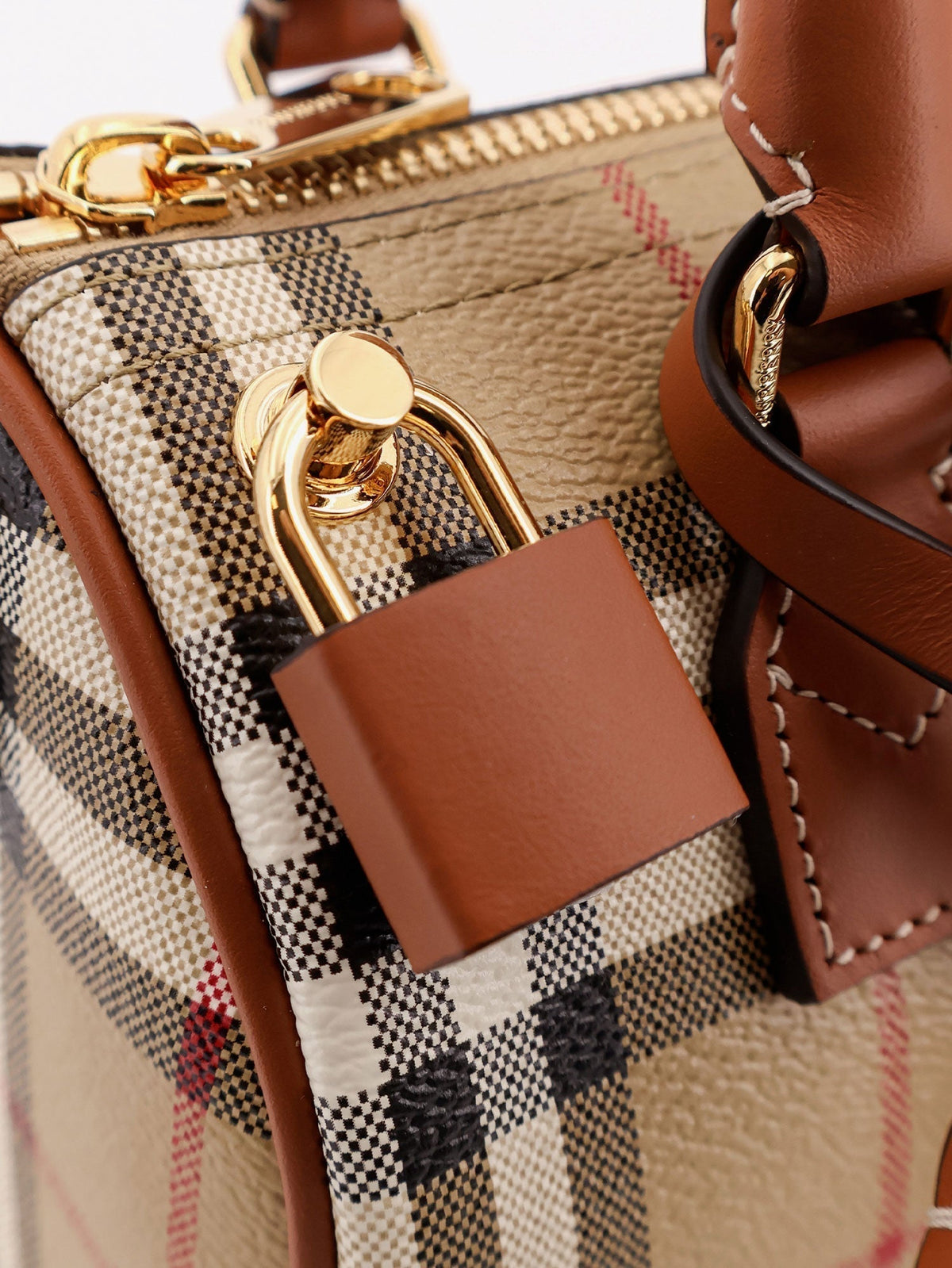 Burberry Women Coated Canvas Crossbody Bag With Check Pattern