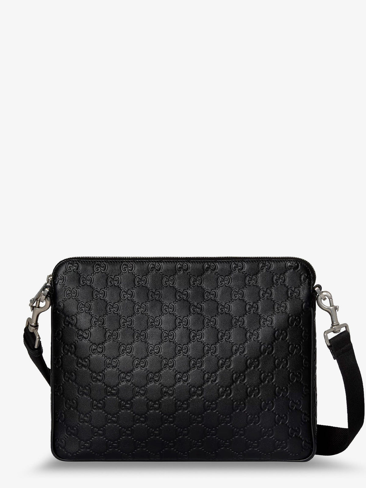 Gucci Men Gg Emblem Leather Crossbody Bag