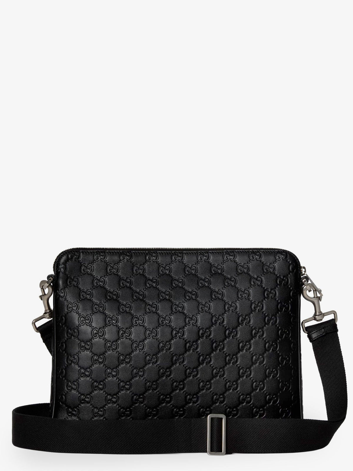 Gucci Men Gg Emblem Leather Crossbody Bag