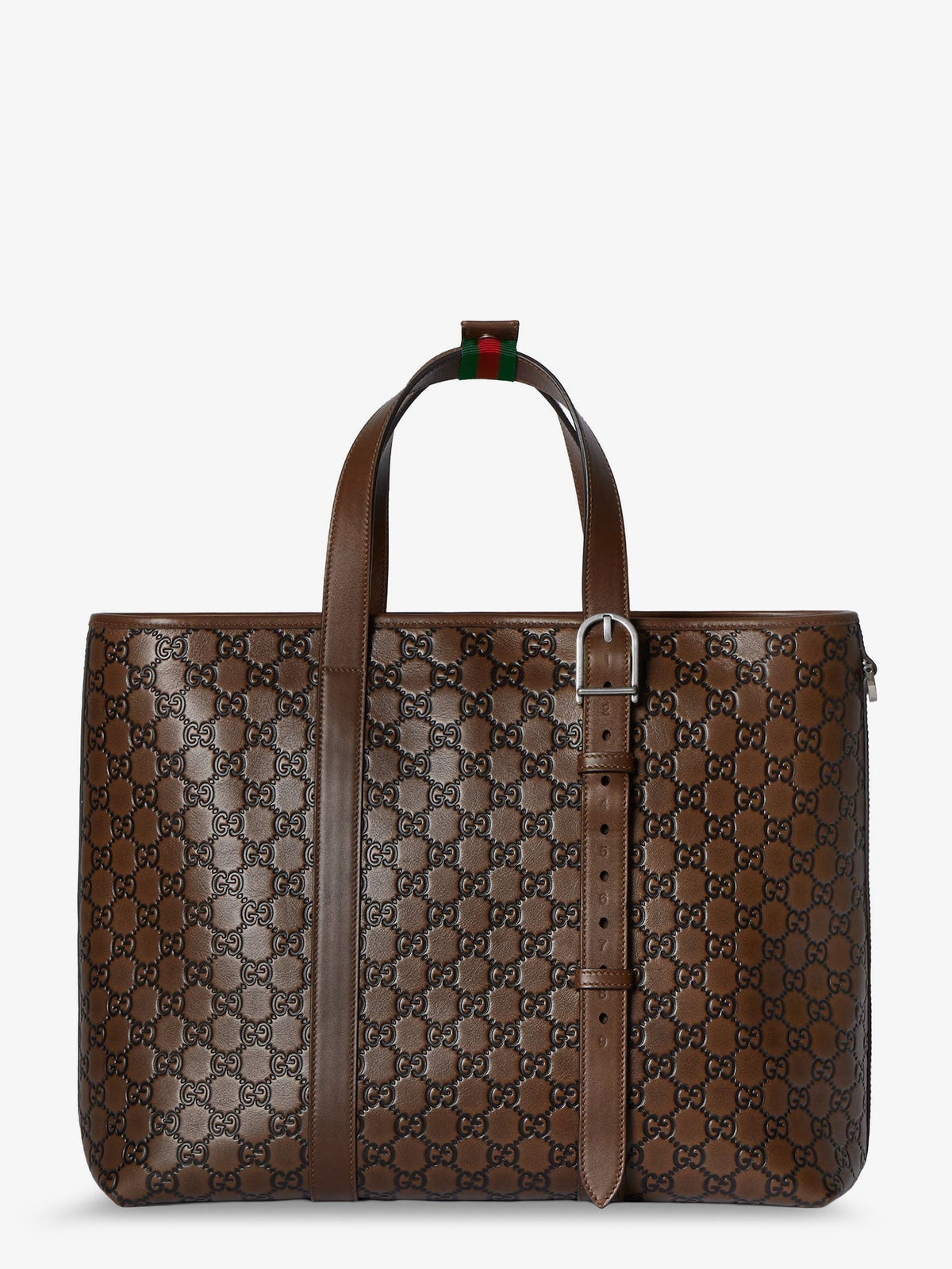 Gucci Men Gg Emblem Leather Shopping Bag