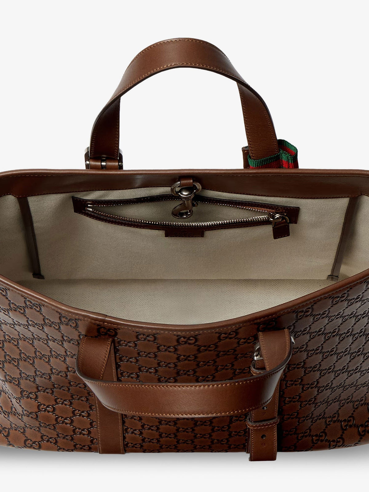 Gucci Men Gg Emblem Leather Shopping Bag