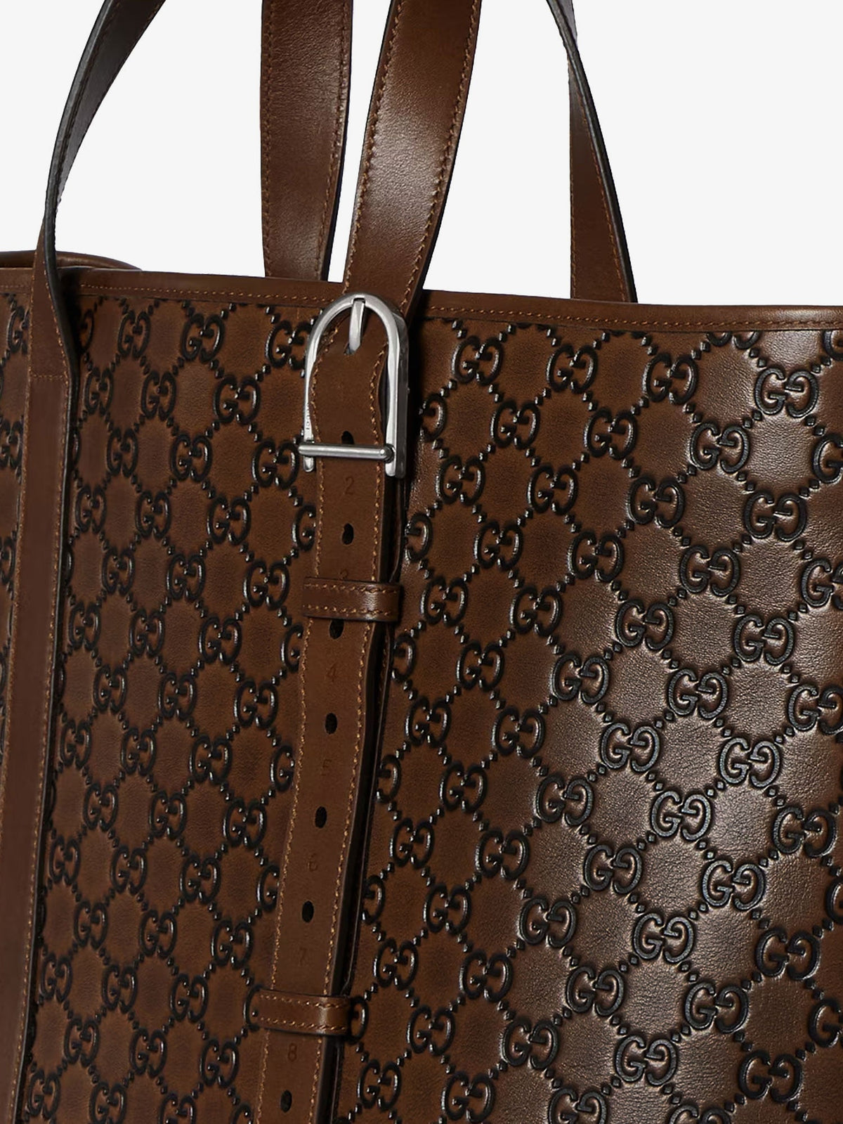 Gucci Men Gg Emblem Leather Shopping Bag