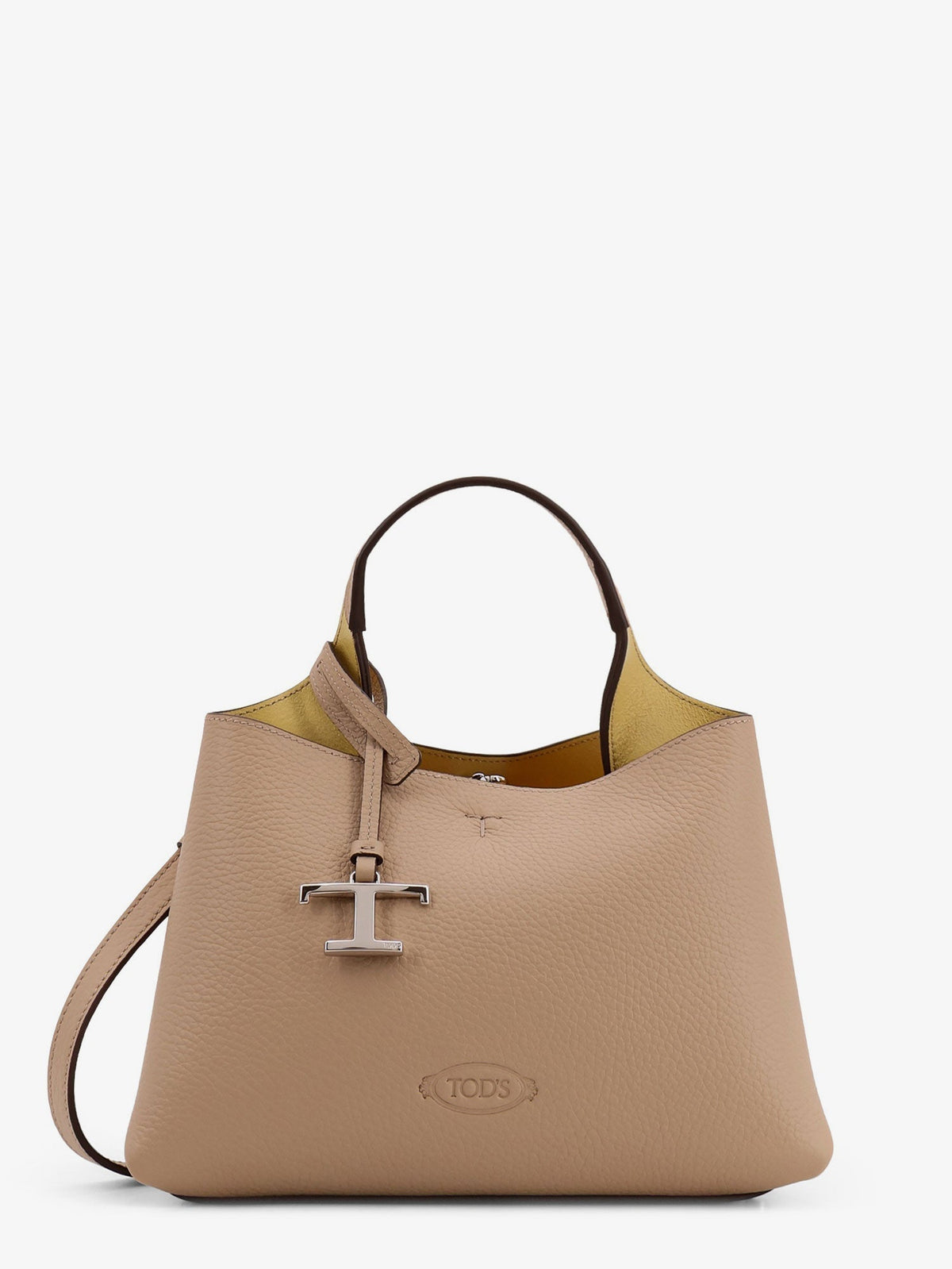 Tod's Women Leather Shoulder Bag With Metal T-Timeless Logo