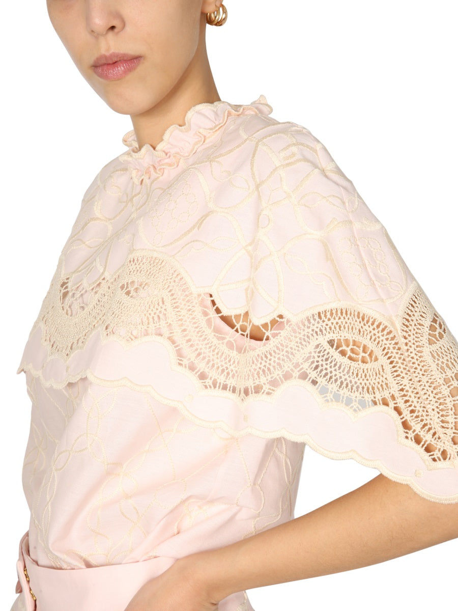 Alberta Ferretti Women Embroidered Cape Top