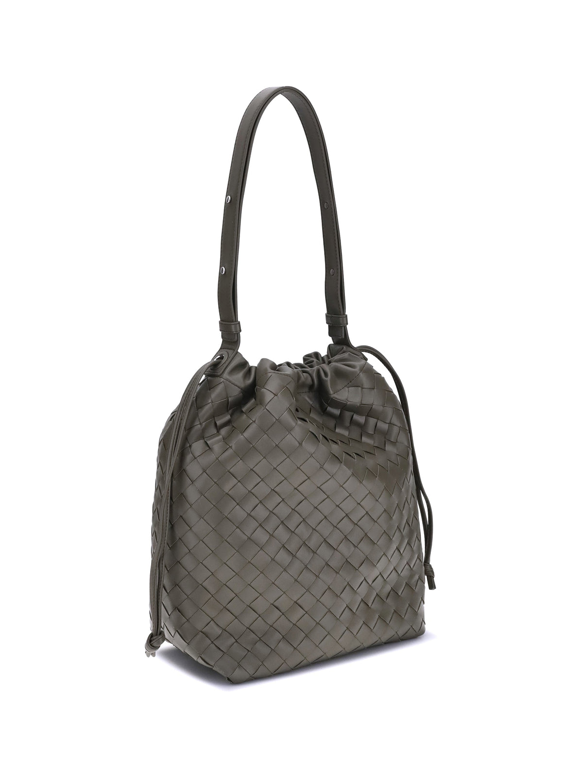 Bottega Veneta Men Woven Leather Bucket Bag