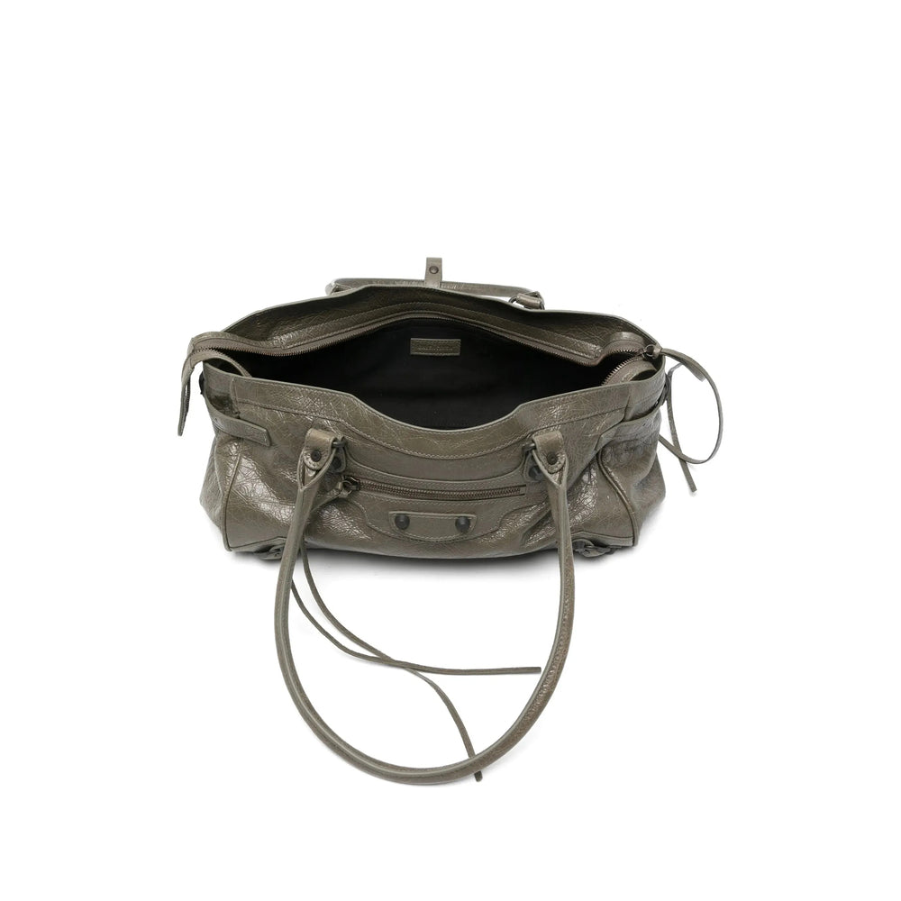 Balenciaga Women Army Green Le City East-West Shoulder Bag