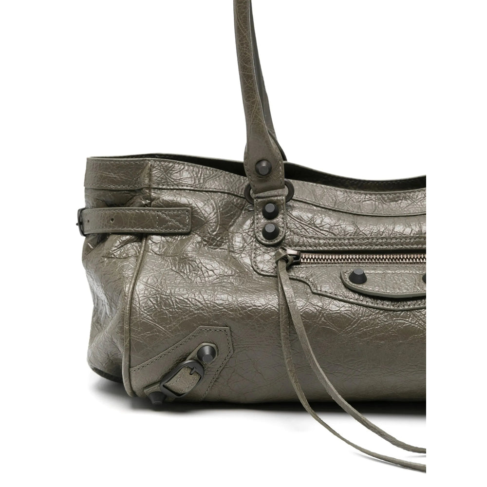 Balenciaga Women Army Green Le City East-West Shoulder Bag