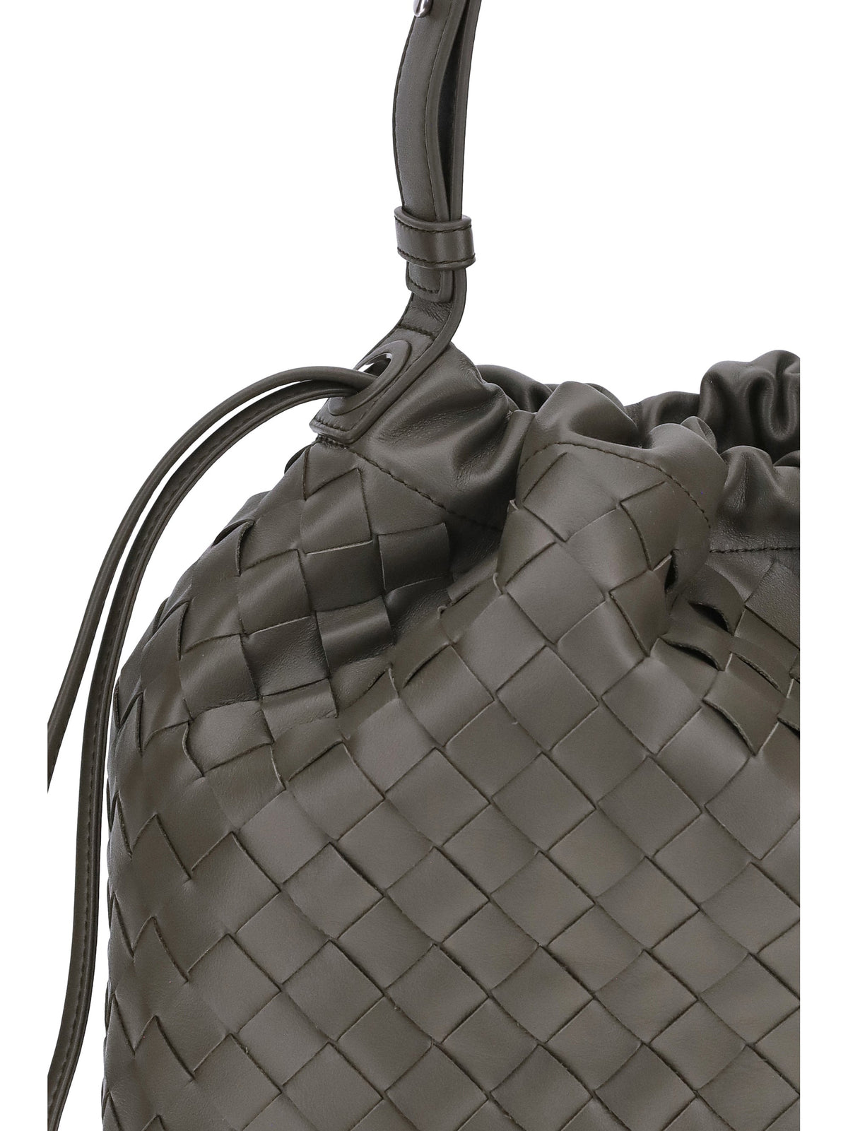 Bottega Veneta Men Woven Leather Bucket Bag