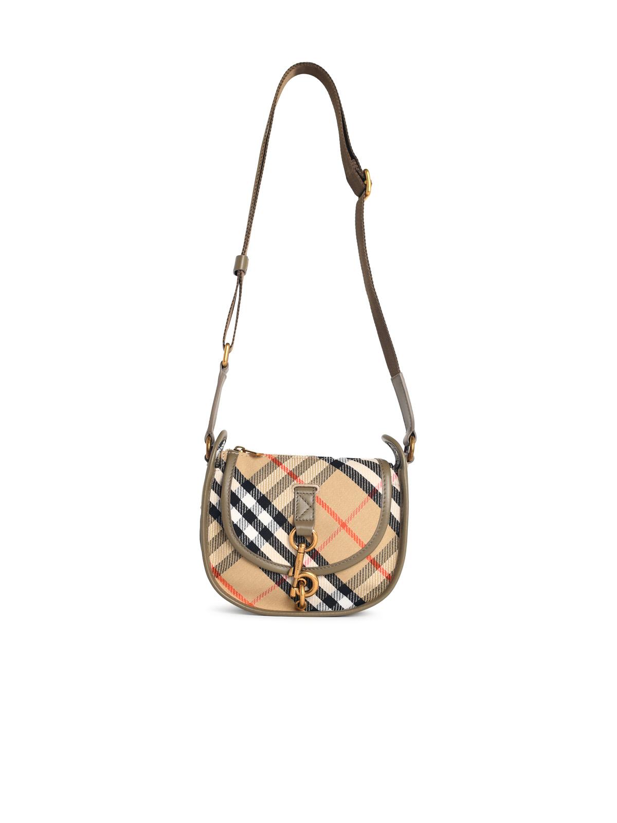 Burberry 'B Clip' Mini Messenger Bag In Beige Sand Cotton Blend Women