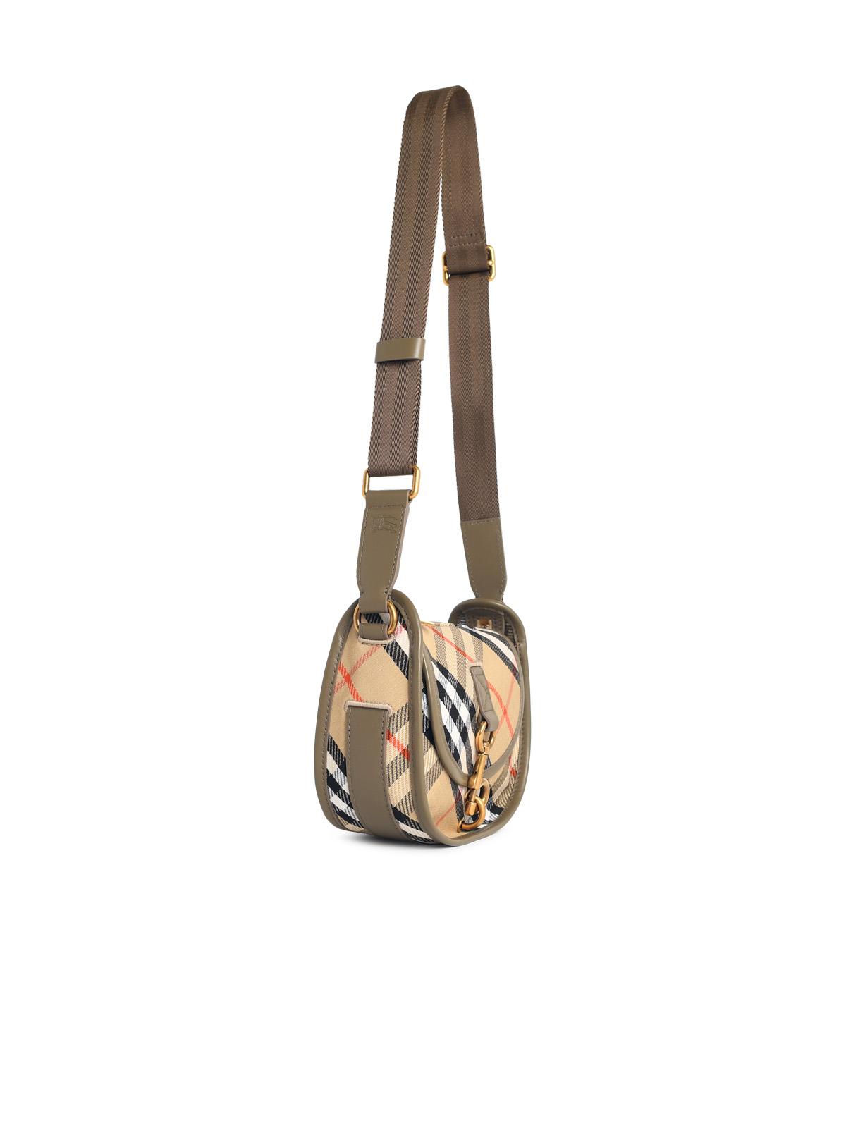 Burberry 'B Clip' Mini Messenger Bag In Beige Sand Cotton Blend Women