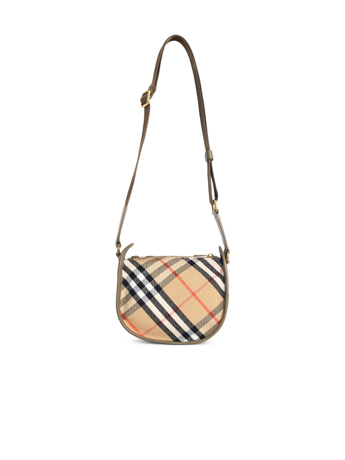 Burberry 'B Clip' Mini Messenger Bag In Beige Sand Cotton Blend Women