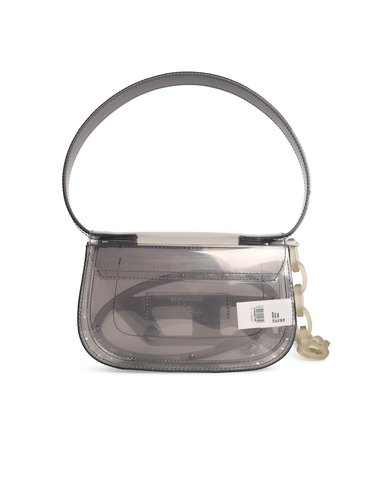 Diesel Iconic '1Dr Shoulder Bag In Silver Transparent Tpu Women