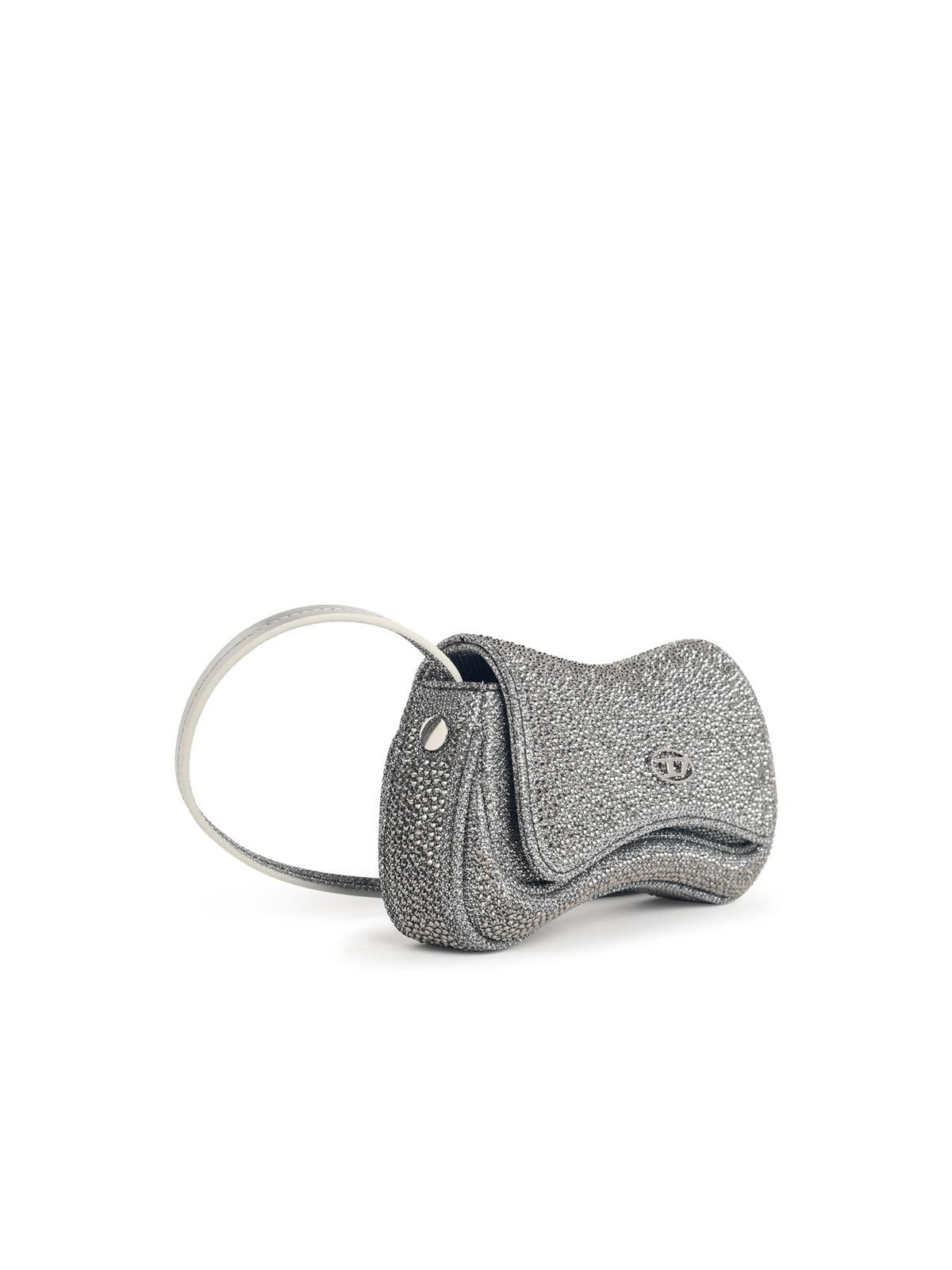 Diesel 'Play' Clutch In Silver Glitter Fabric Women