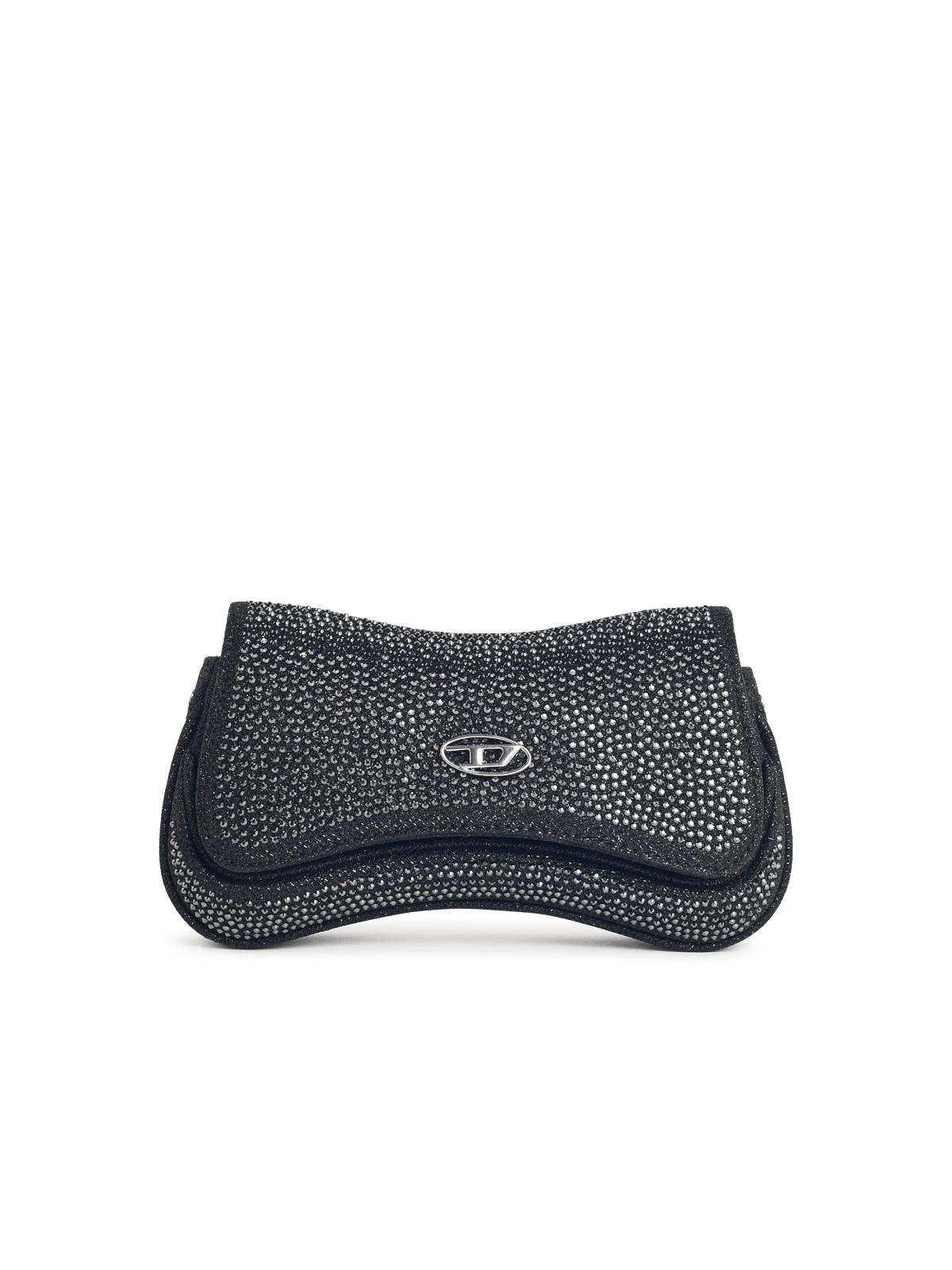 Diesel 'Play' Black Glitter Fabric Clutch Women