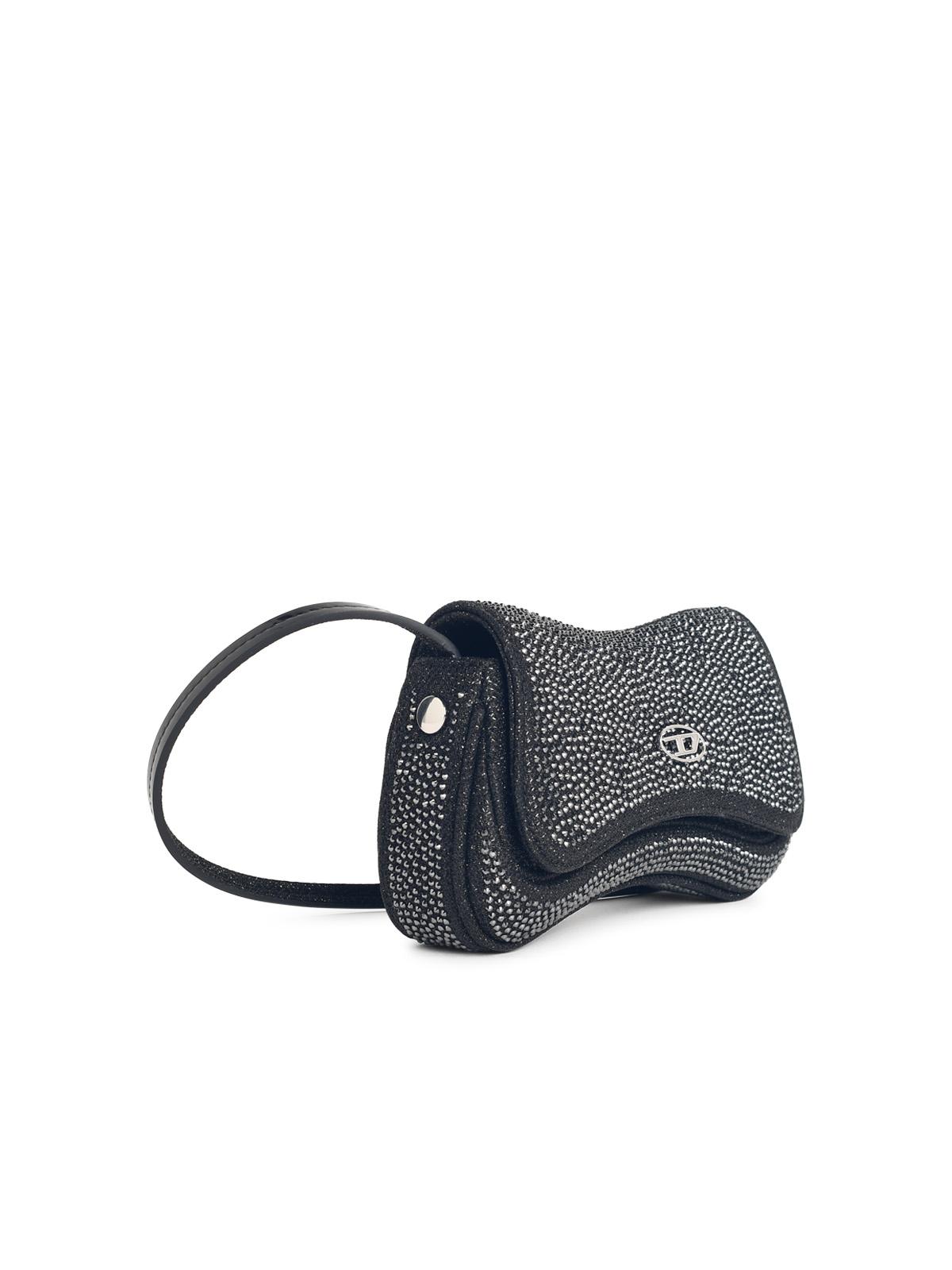Diesel 'Play' Black Glitter Fabric Clutch Women
