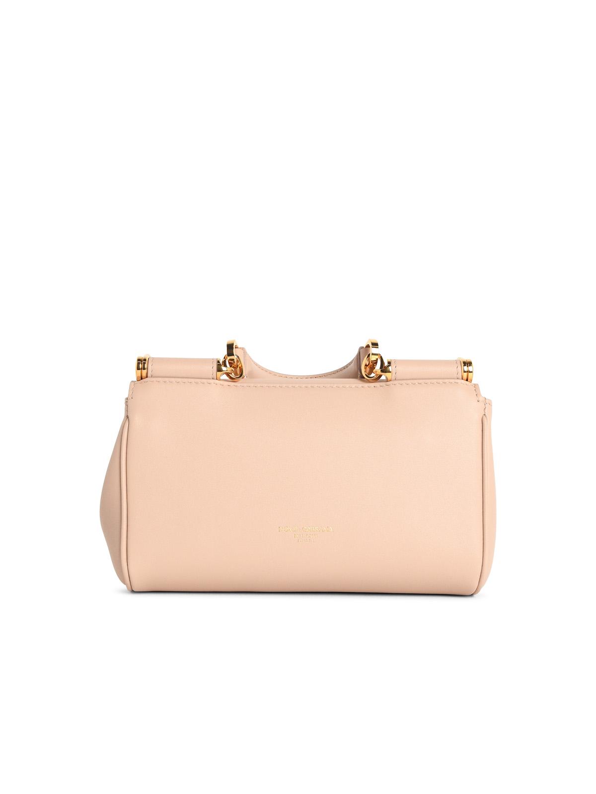 Dolce & Gabbana Small 'Sicily' Leather Handbag Nude Women