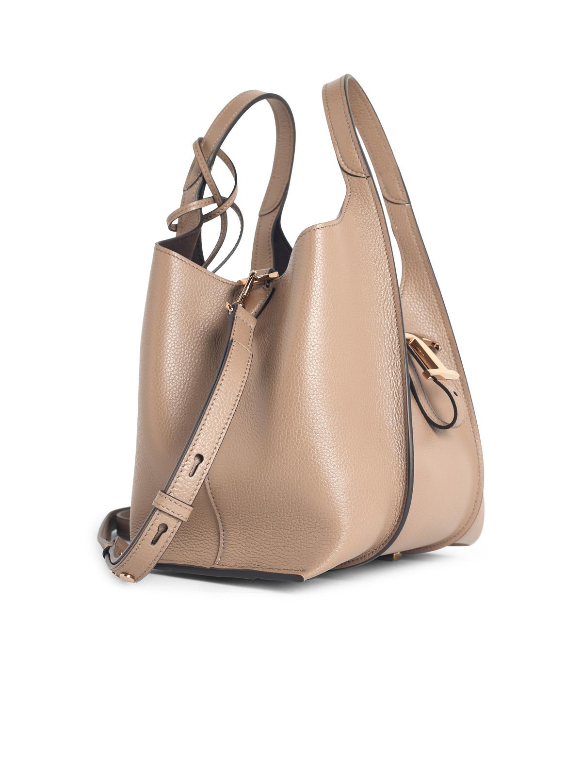 Tod's T Timeless Mini Shopping Bag In Beige Leather Women