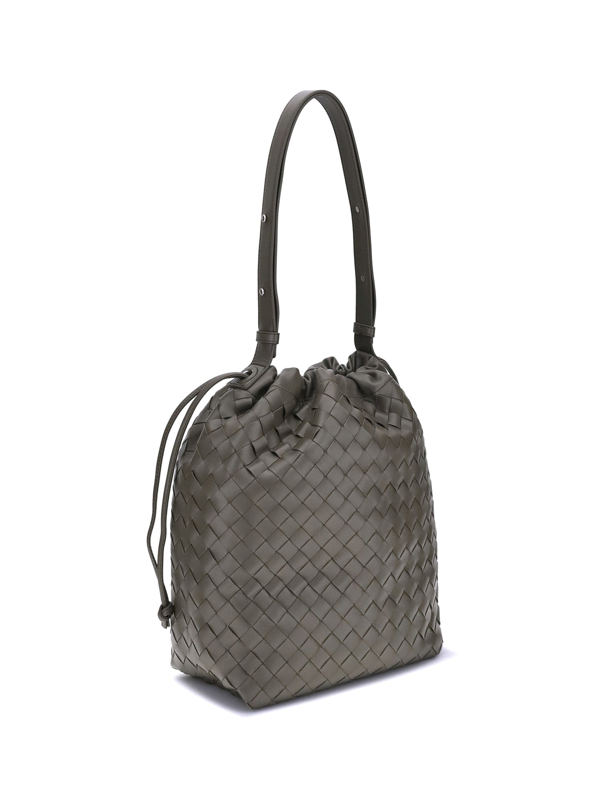 Bottega Veneta Men Woven Leather Bucket Bag