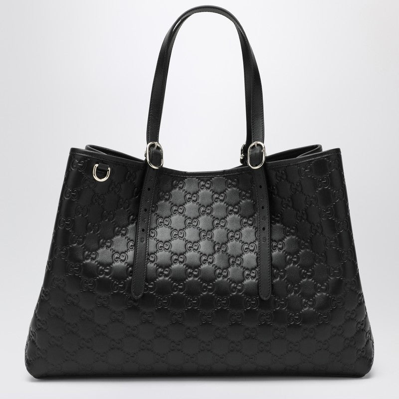 Gucci Gg Emblem Large Black Shopping Bag Women