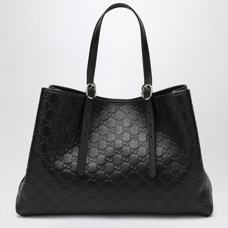 Gucci Gg Emblem Large Black Shopping Bag Women
